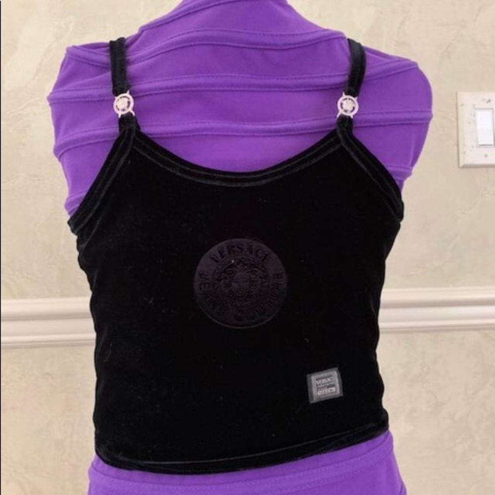 Authentic Versace sexy black velour top
